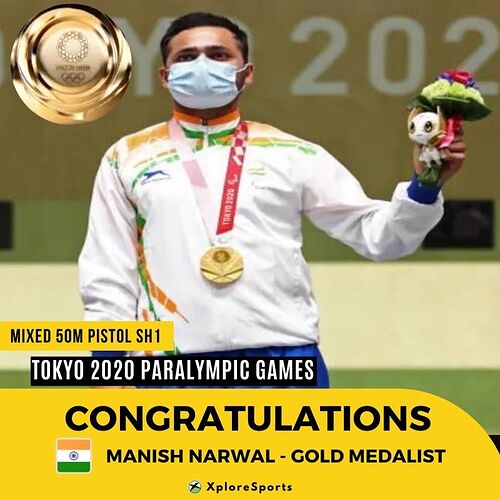 Manish Narwal-Shooting-Tokyo2020-Paralympics-Gold