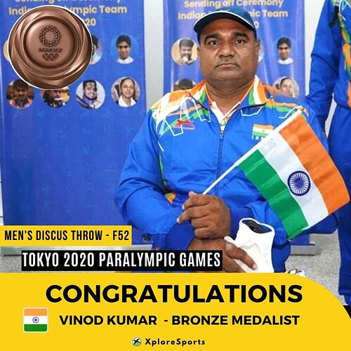 Vinod Kumar-DT-Tokyo2020-Paralympic Games-Bronze