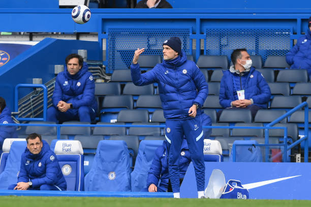 chelsea-manager-thomas-tuchel-returns-the-ball-during-the-premier-picture-id1310962070