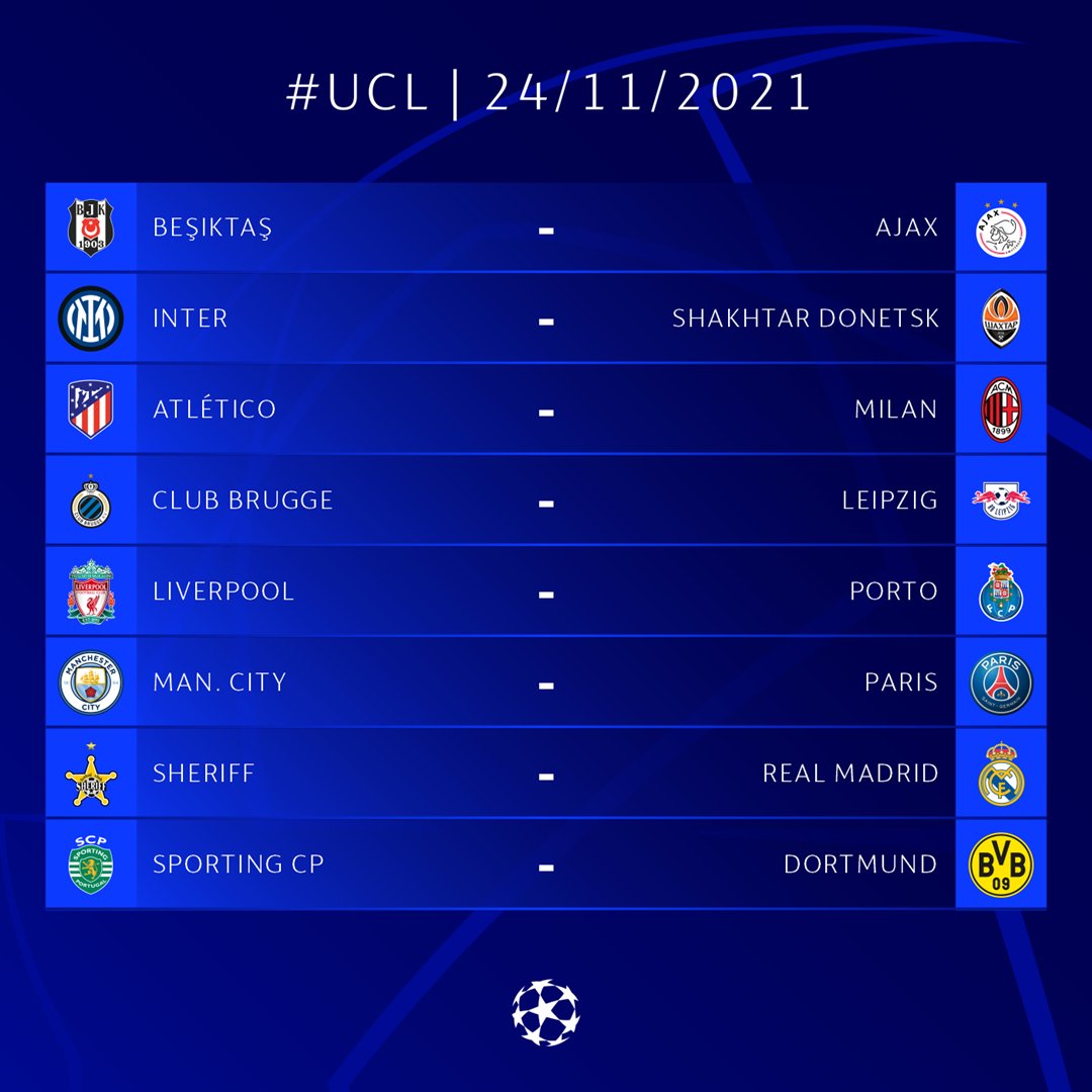 ⚽️ 2021/22 UEFA Champions League Matchweek 5 Previews, Stats, Results and Live Updates - Football